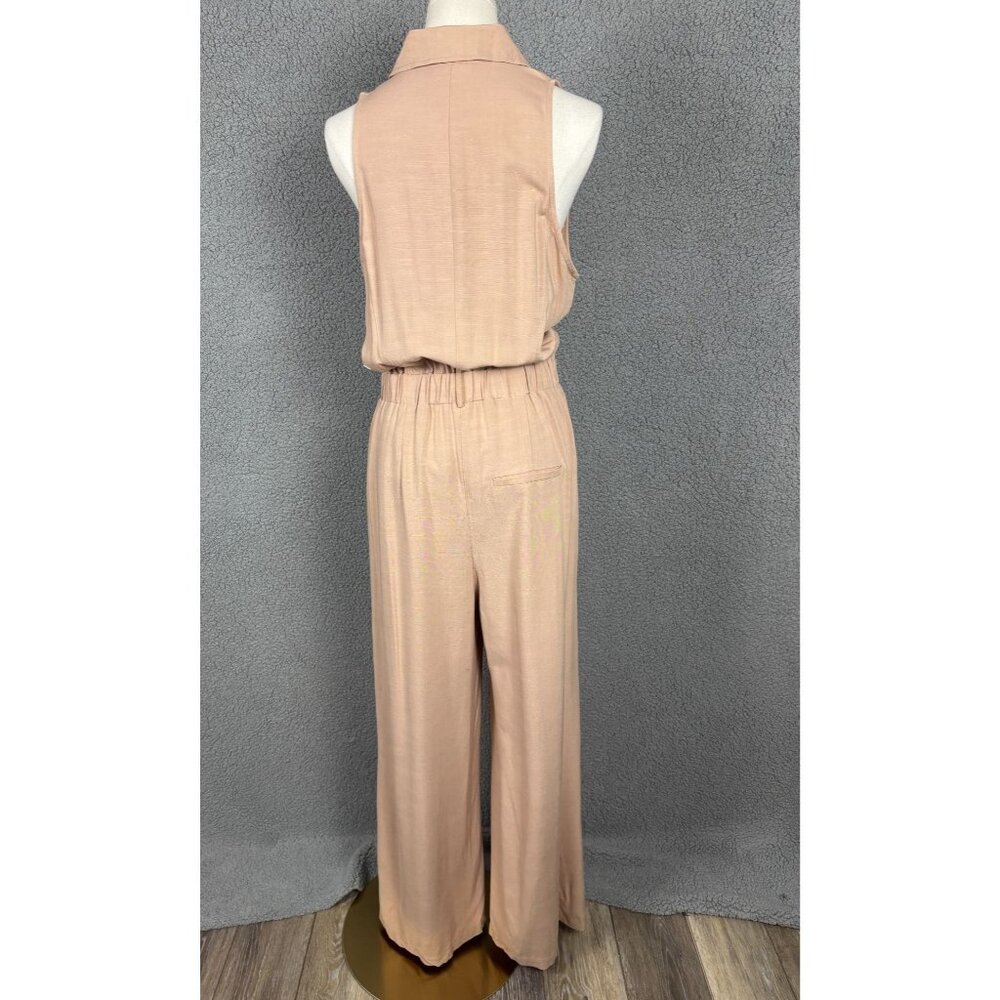 Bar III Women's Latte Café Sleeveless Button-Front Jumpsuit Size Medium NWD - Picture 5 of 8